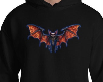 Vampire Bat Skeleton w/ Whimsical Goth Wings Pullover Hoodie Sweatshirt