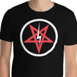 Satanic Church Sigil Bolt Inverted Pentagram Men&#39;s Short-Sleeve T-Shirt
