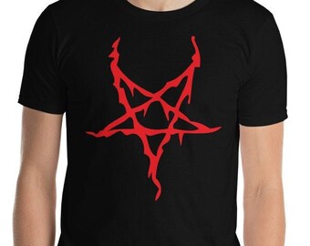 Red Melting Inverted Pentagram Black Metal Style Herren Kurzarm T-Shirt