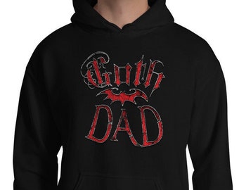 Red Goth Dad with Bat Father's Day Gift Pullover Hoodie Sweatshirt