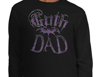 Purple Goth Dad with Bat Father's Day Gift Men’s Long Sleeve Shirt
