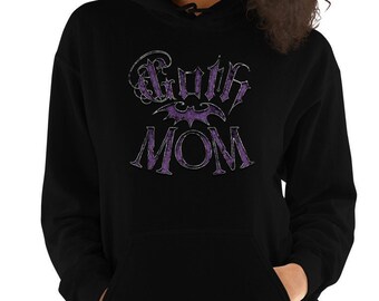 Lila Gothic Mom mit Bat Muttertag Unisex Hoodie Sweatshirt