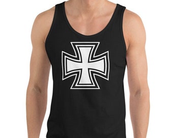Heavy Metal Biker Cross Symbol Men's Tank Top Shirt