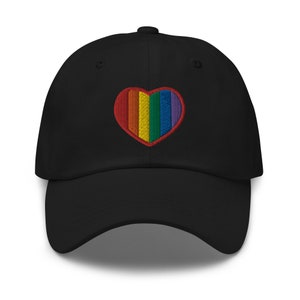 Gay Pride Rainbow Colors Heart Embroidered Baseball Cap LGBTQIA+ Community
