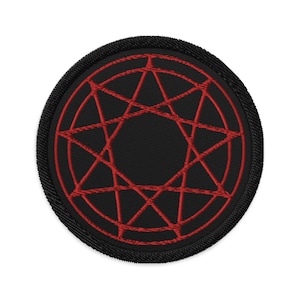 9-punktowa gwiazda pentagram symbol okultystyczny haftowana naszywka slipknot czerwona nić