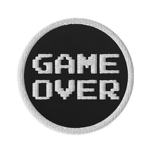 Game Over 8 Bit Embroidered Patch 80&#39;s Classic Gaming