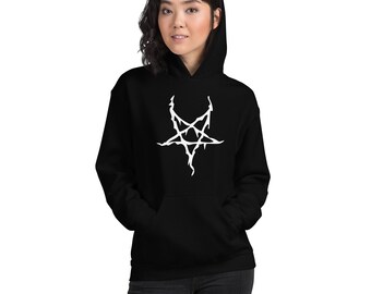 White Melting Inverted Pentagram Black Metal Style Unisex Hoodie Kapuzenpullover