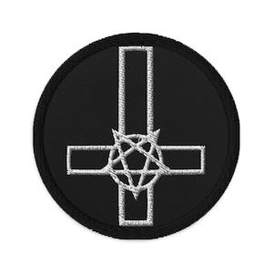 Pentacross Inverted Pentagram Cross Embroidered Patch Satanic Ritual