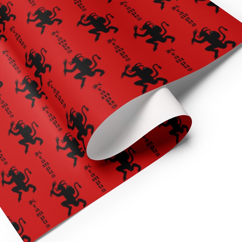 Krampus Wrapping Paper – Gothic Horror Santa Gift Wrap Sheets, Dark ...