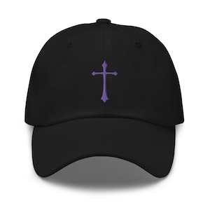 Purple Gothic Ancient Medeival Cross Embroidered Baseball Cap Dad hat