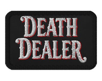 Death Dealer Patch – Embroidered Iron-On Applique for True Crime Fans, Gothic Style & Horror Streetwear