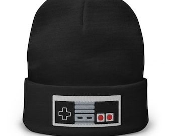 Classic NES Controller Embroidered Cuff Beanie Super Gaming
