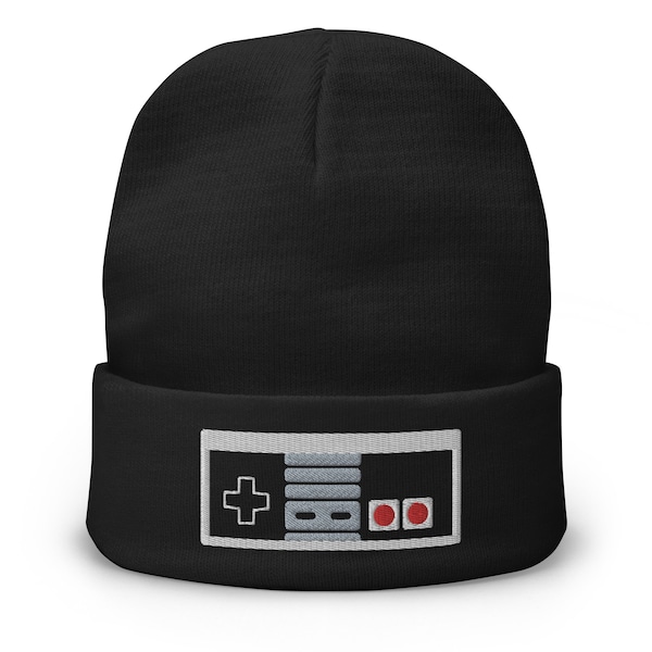 Classic NES Controller Embroidered Cuff Beanie Super Gaming