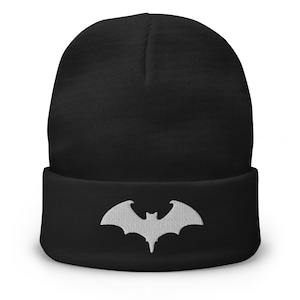 Vampire Bat Goth Style Halloween Embroidered Cuff Beanie