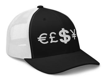 Money is Power Dollar Euro Pound Yen Crypto Trucker Cap Snapback Hat