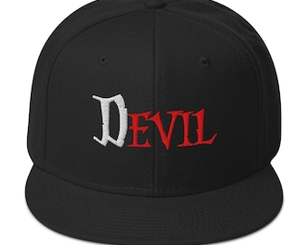 Il diavolo è il male - Cappellino con visiera piatta occulto, cappello ricamato in stile horror gotico, moda in metallo nero alternativo scuro