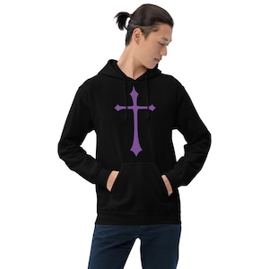 Purple Gothic Medeival Holy Cross Unisex Hoodie Sweatshirt