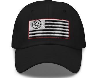 Czapka baseballowa American Satanist Pentagram z haftowaną flagą USA