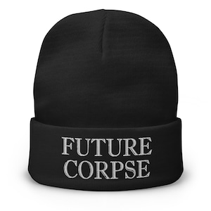 Future Corpse Embroidered Cuff Beanie Original Goth Design