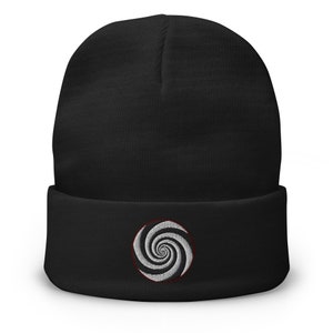 Hypnotic Hypnosis Spiral Illusion Embroidered Cuff Beanie