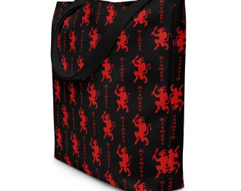 Black Krampus Horror Santa Tote Bag – Gothic Christmas Design, Dark Holiday Gift for Horror & Alt Fashion Fans
