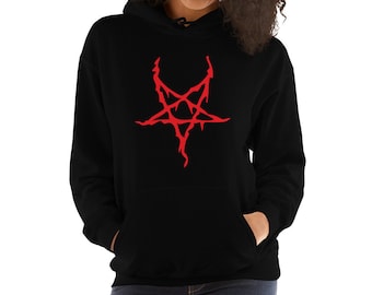 Red Melting Inverted Pentagram Black Metal Style Unisex Hoodie Kapuzenpullover
