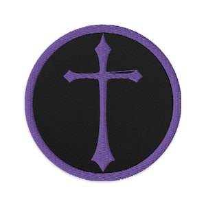 Purple Gothic Ancient Medeival Cross Embroidered Patch