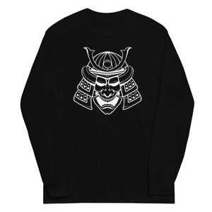Wit Samurai Warrior Kabuto Mempo Masker shirt met lange mouwen