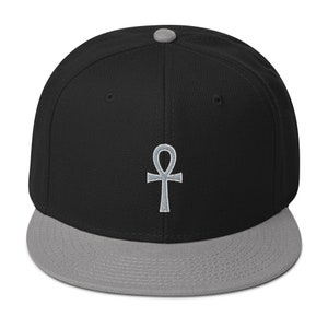 Grau Der Schlüssel des Lebens Ankh Ägyptische Bestickte Flat Bill Cap Snapback Hat