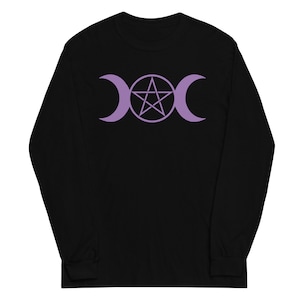 Purple Triple Moon Goddess Wiccan Pagan Symbol Long Sleeve Shirt