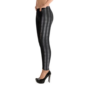 Leggings de style Halloween à rayures verticales noires et blanches