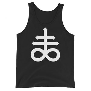 The Leviathan Cross of Satan Occult Symbol Men's Tank Top White Print