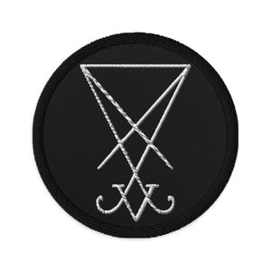 White Thread Sigil of Lucifer Symbol The Seal of Satan Embroidered Patch