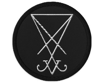 White Thread Sigil of Lucifer Symbol The Seal of Satan Embroidered Patch