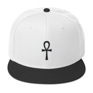 Schwarz Der Schlüssel des Lebens Ankh Ägyptische Bestickte Flat Bill Cap Snapback Hat