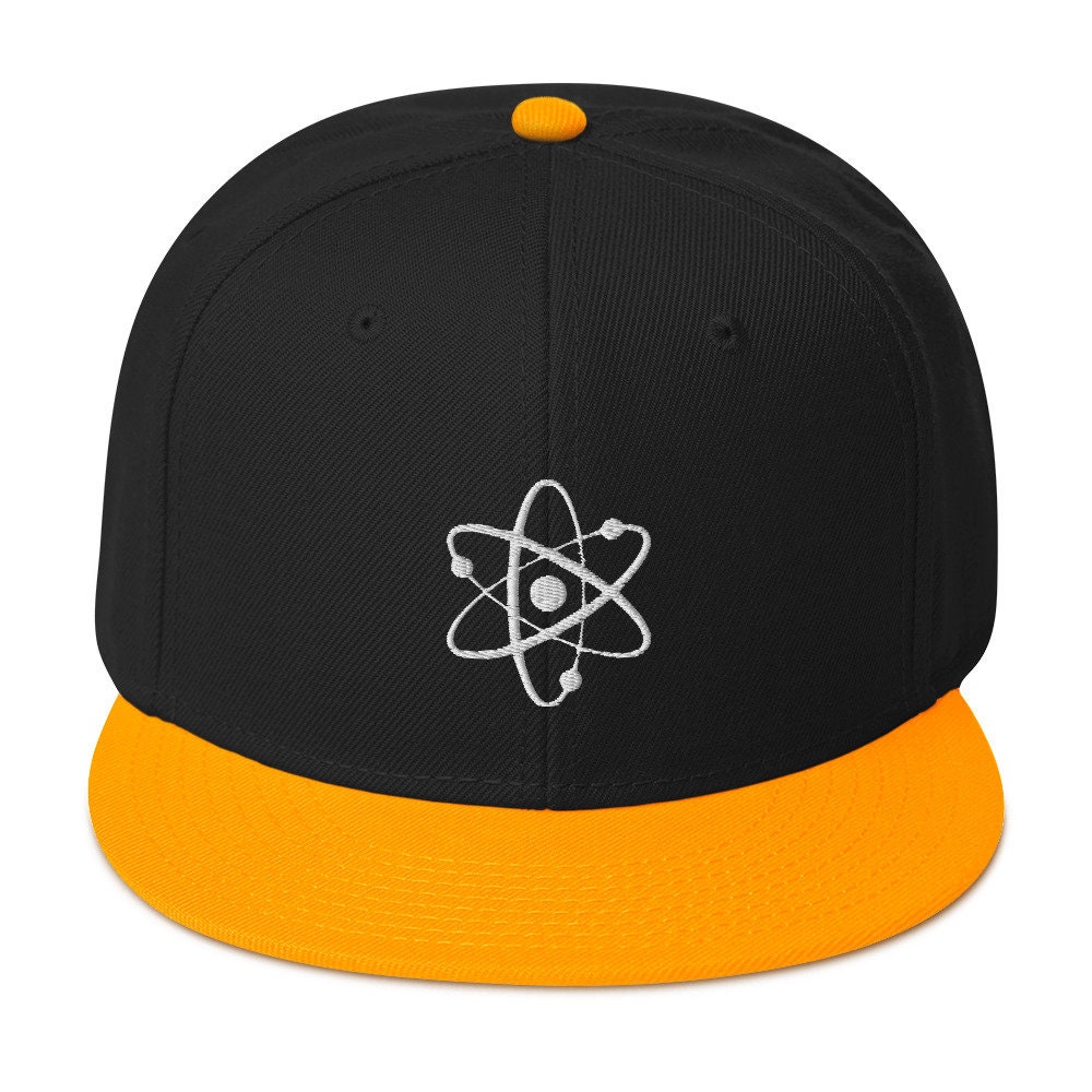 Atomic Nucleus Symbol Nuclear Power Embroidered Flat Bill Cap Snapback ...