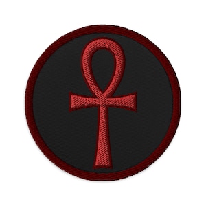The Key of Life Ankh Ancient Egyptian Culture Embroidered Patch Red Thread