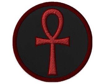 La llave de la vida Ankh Antigua cultura egipcia bordado Parche hilo rojo