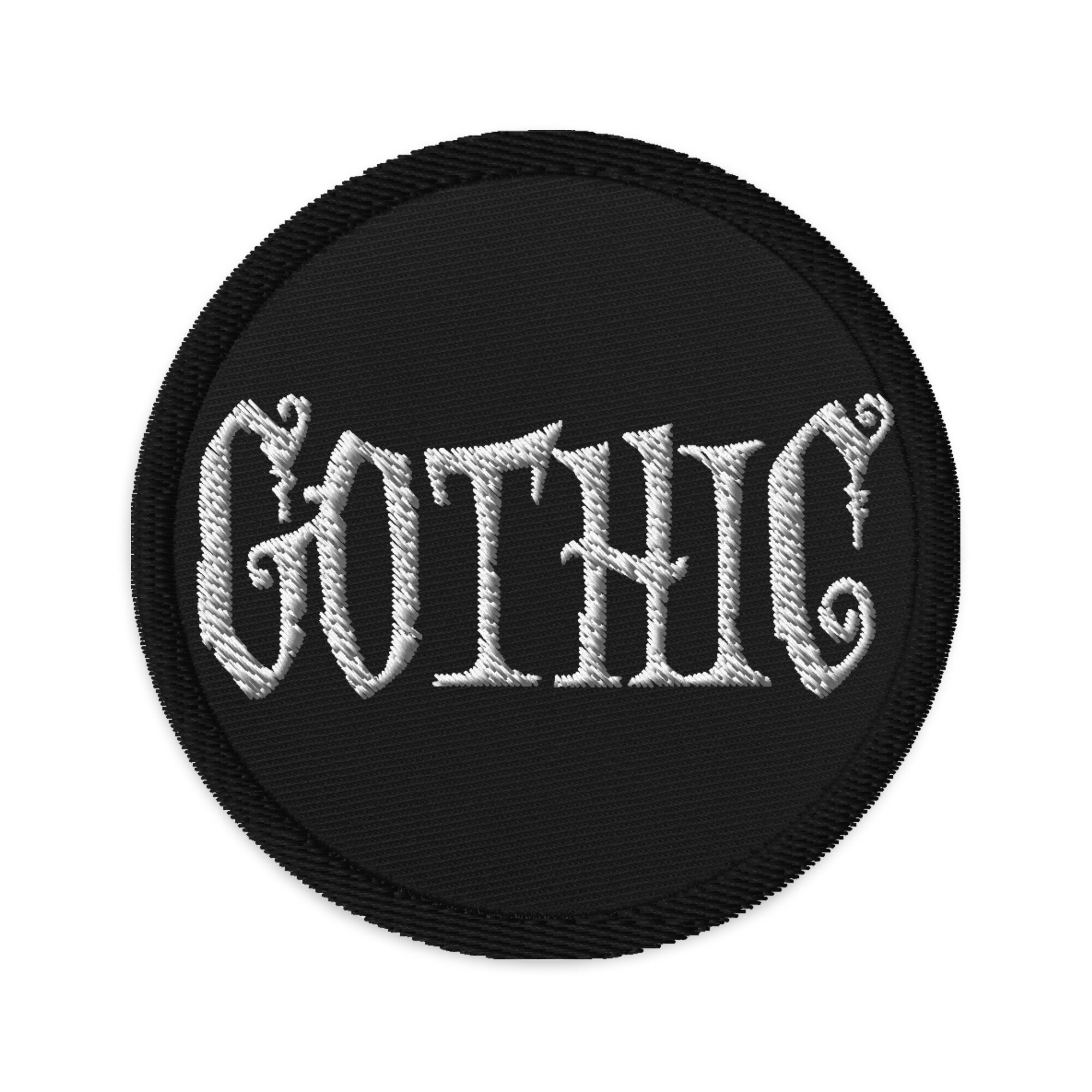 Gothic Dramatic Style Embroidered Patch Dark Goth Clothing White Thread