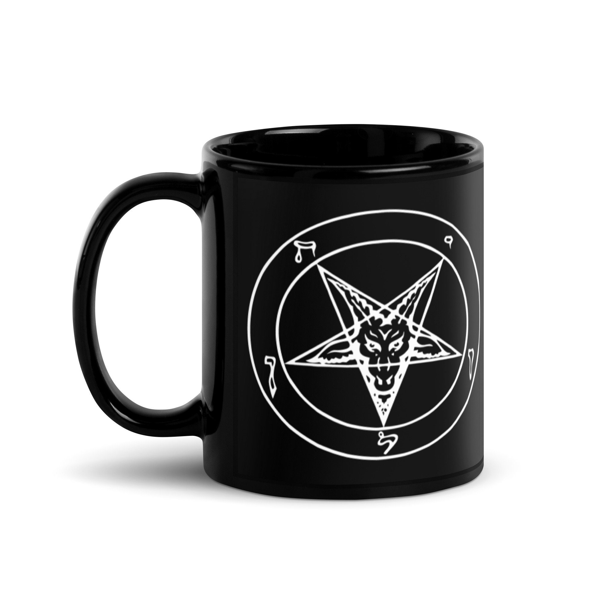 Sigil of Baphomet Occult Symbol on Black Glossy Mug Coffee Cup