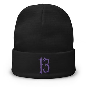 Glückszahl 13 Goth Halloween # Gestickte Manschette Beanie Lila Faden
