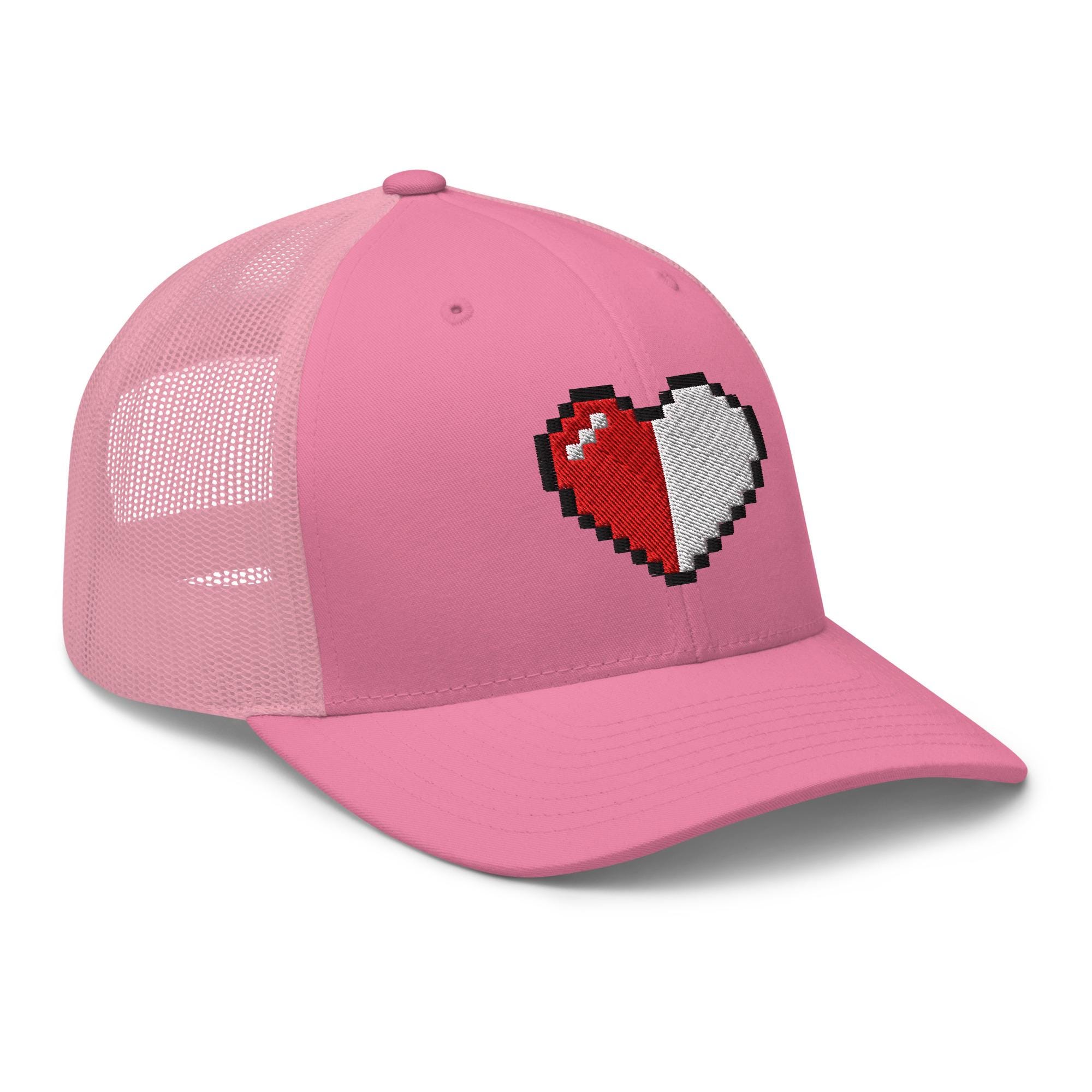 Retro 8 Bit Video Game Pixelated Half Life Heart Trucker Cap