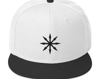 Black The Symbol of Chaos Embroidered Flat Bill Cap Snapback Hat