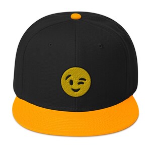 Emoji Winking Face Emoticons Text Symbol Snapback Hat Cap Emoji Winking Face Emoticons Text Symbol Snapback Hat Cap