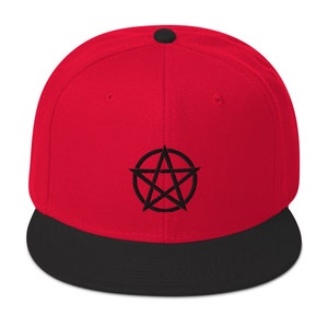 Black Witchcraft Woven Pentacle Pagan Embroidered Flat Bill Cap Snapback Hat