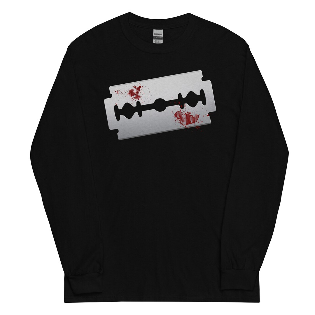 Bloodied Razorblade Blood Violin Bloody Razor Blade Horror Long Sleeve Shirt - Etsy