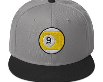 Nine Ball Line Billiards Snapback Hat – Embroidered Flat Bill Cap for Pool Players & Alternative Streetwear Fans