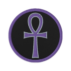 Egyptian Ankh Cross Iron-On Patch - 5x3.5 Inch Embroidered Design For Jackets & Bags