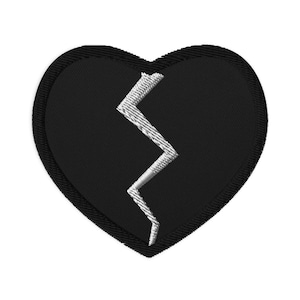 Goth Black Broken Heart Valentines Day Embroidered Patch Iron On Applique