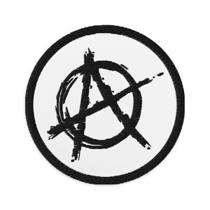 Anarchy Sign Punk Chaos and Rock n&#39; Roll Embroidered Patch Black Thread